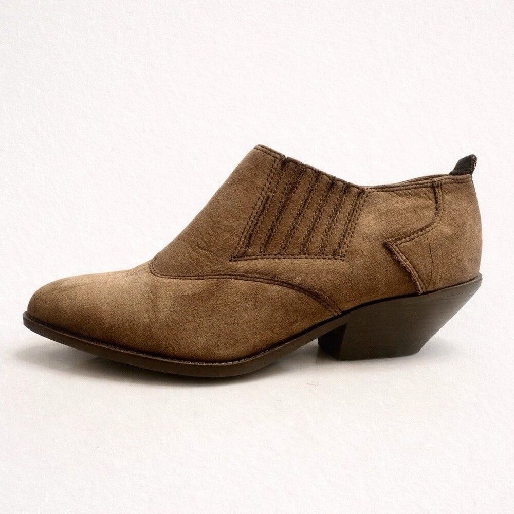 Gianni Bini Fringe Suede Ankle Boots Womens 7 Tan Western Boho Booties
